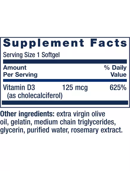 Life Extension Vitamin D3 / Витамин Д3 5000 МЕ вегетарианский 60 капсул, фото 3 в магазине биодобавок nutrido.shop