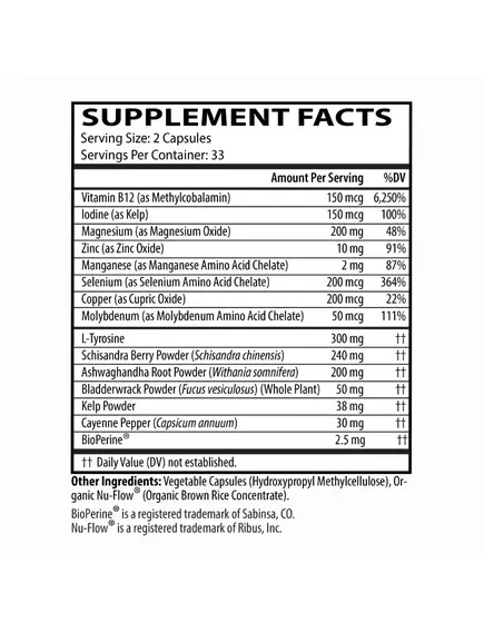 Neurobiologix Advanced Thyroid Support / Підтримка щитоподібної залози веган формула 66 капсул, фото 2 в магазине биодобавок nutrido.shop