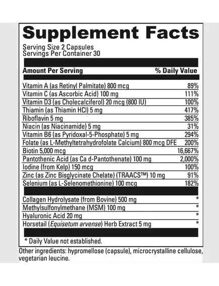 Neurobiologix Collagen Support / Колаген + 16 поживних речовин для шкіри та волосся 60 капсул, фото 2 в магазине биодобавок nutrido.shop