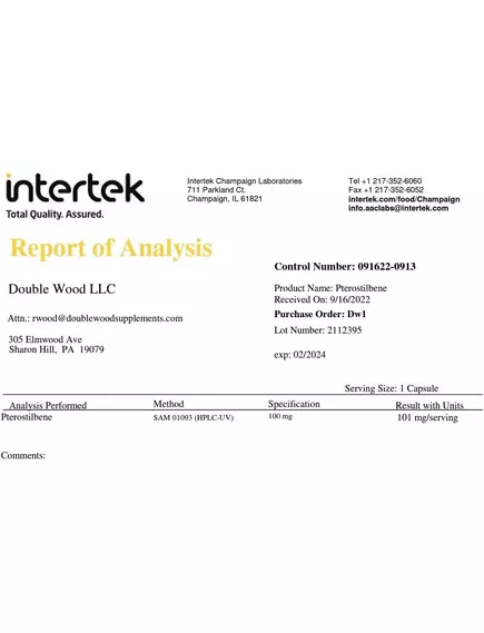 DOUBLE WOOD PTEROSTILBENE / ПТЕРОСТИЛЬБЕН АНТИОКСИДАНТ 60 КАПСУЛ, фото 6 від магазину біодобавок nutrido.shop