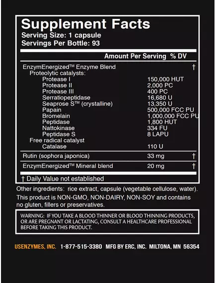 MASTER SUPPLEMENTS THERAXYM / ТЕРАКСИМ ПРОТЕОЛІТИЧНІ ФЕРМЕНТИ ПОВНОГО СПЕКТРУ 93 КАПСУЛИ, фото 2 від магазину біодобавок nutrido.shop