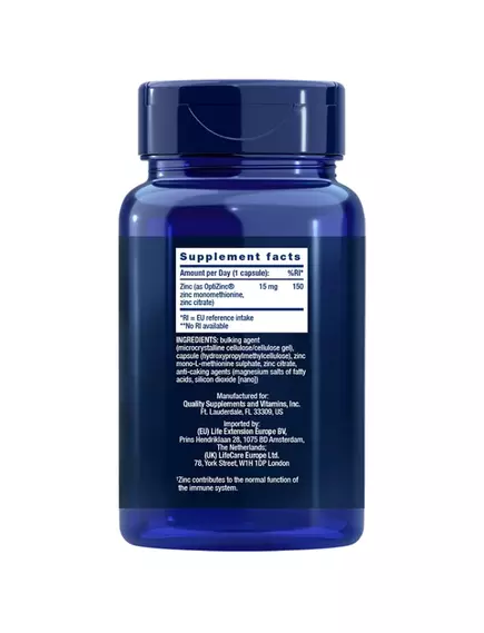 Life Extension Zinc / Цинк 15 мг 150 капсул, фото 2 від магазину біодобавок nutrido.shop