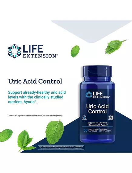 Life Extension Uric Acid Control / Контроль здорового уровня мочевой кислоты 60 капсул, фото 4 в магазине биодобавок nutrido.shop