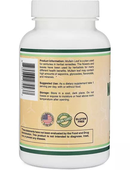 DOUBLE WOOD MULLEIN LEAF EXTRACT / ЕКСТРАКТ ЛИСТЯ КОРОВ'ЯКА ДЛЯ ЗДОРОВ'Я ОРГАНІВ ДИХАННЯ 180 КАПСУЛ, фото 3 від магазину біодобавок nutrido.shop