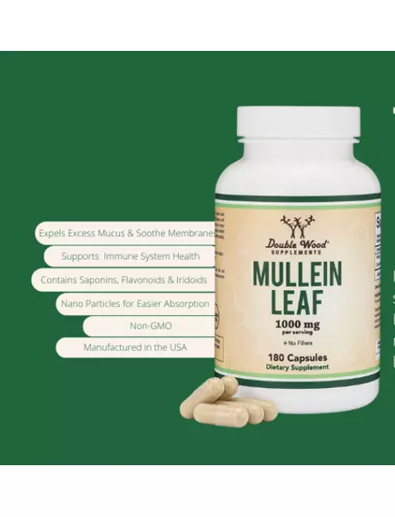 DOUBLE WOOD MULLEIN LEAF EXTRACT / ЕКСТРАКТ ЛИСТЯ КОРОВ'ЯКА ДЛЯ ЗДОРОВ'Я ОРГАНІВ ДИХАННЯ 180 КАПСУЛ, фото 5 від магазину біодобавок nutrido.shop