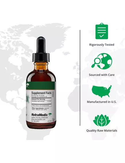 NutraMedix Dandelion / Кульбаба спиртовий екстракт листя 60 мл, фото 3 від магазину біодобавок nutrido.shop