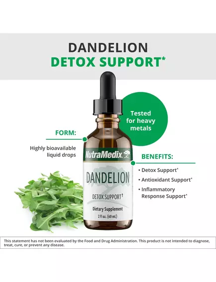 NutraMedix Dandelion / Кульбаба спиртовий екстракт листя 60 мл, фото 5 від магазину біодобавок nutrido.shop