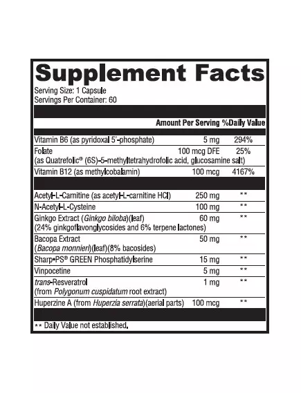 NEUROBIOLOGIX MEMORY SUSTAIN / ПІДТРИМКА ПАМ'ЯТІ 60 КАПСУЛ, фото 2 від магазину біодобавок nutrido.shop
