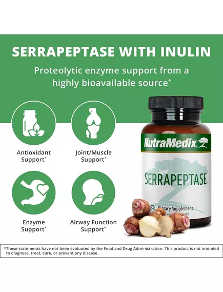 NutraMedix Serrapeptase / Серрапептаза протеолітичні ферменти 60 капсул, фото 5 в магазине биодобавок nutrido.shop