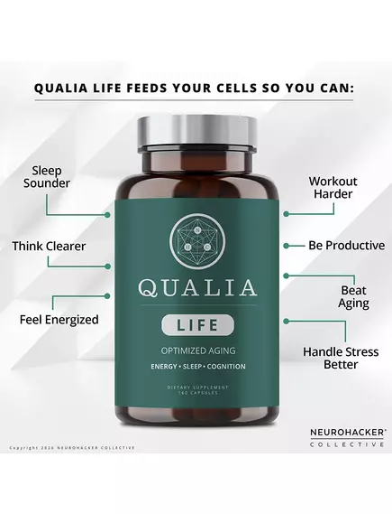 Neurohacker Qualia Life / Энергия клеток для здорового долголетия 120 капсул, фото 3 в магазине биодобавок nutrido.shop