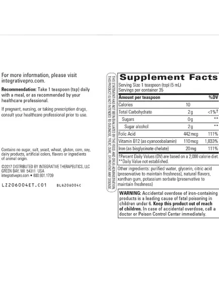 INTEGRATIVE THERAPEUTICS IRON APPLE CINNAMON / РІДКЕ ЗАЛІЗО ЗІ СМАКОМ ЯБЛУКА ТА КОРИЦІ 175 МЛ, фото 5 від магазину біодобавок nutrido.shop