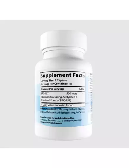 INTEGRATIVE PEPTIDES BPC-157 DELAYED RELEASE / ПЕПТИДИ БПС 157 ДЛЯ ЗАГОЄННЯ КИШКІВНИКА УПОВІЛЬНЕНОГО ВИВІЛЬНЕННЯ 500 МКГ 60 КАПСУЛ, фото 3 від магазину біодобавок nutrido.shop