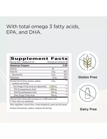 Integrative Therapeutics Pure Omega Liquid / Чистая омега 3 из анчоусов 200 мл, фото 2 в магазине биодобавок nutrido.shop