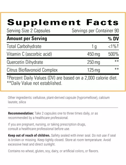 Integrative Therapeutics Vitamin C With Quercetin / Вітамін С із кверцетином 180 капсул, фото 2 в магазине биодобавок nutrido.shop