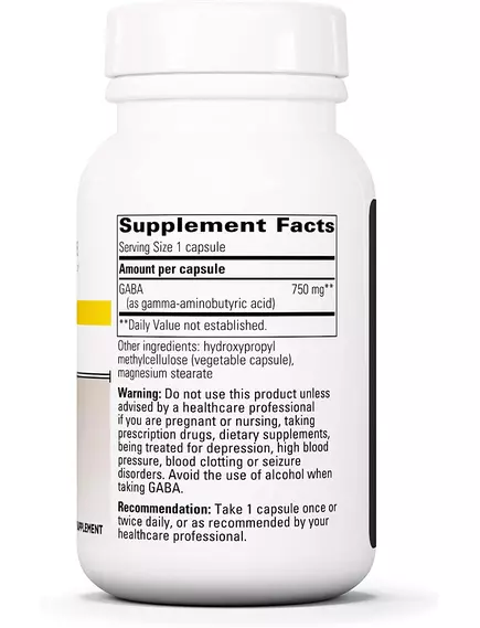Integrative Therapeutics GABA / ГАМК Гамма-аминомасляная кислота 750 мг 60 капсул, фото 2 в магазине биодобавок nutrido.shop