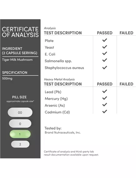 Double Wood Tiger Milk Mushroom / Тигровий молочний гриб Lignosus Fungi 500 мг 120 капсул, фото 7 від магазину біодобавок nutrido.shop