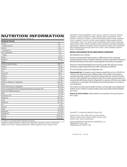 Integrative Therapeutics Physicians' Elemental Diet Dextrose Free / Функціональне харчування без декстрози 1198,8 г, фото 2 від магазину біодобавок nutrido.shop