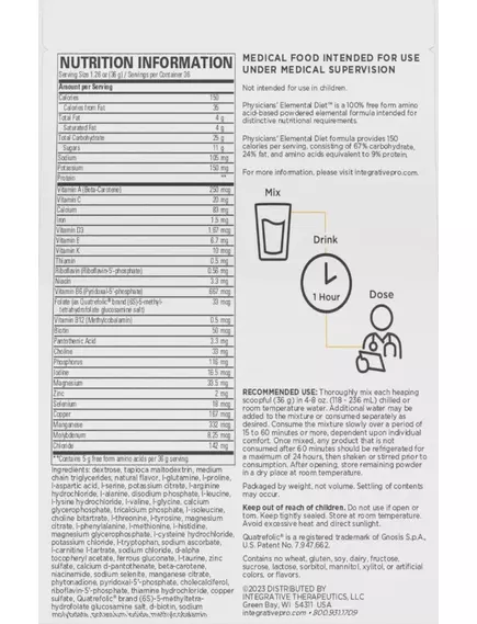 Integrative Therapeutics Physicians' Elemental Diet / Функціональне харчування при порушенні ШКТ 1296 г, фото 2 від магазину біодобавок nutrido.shop