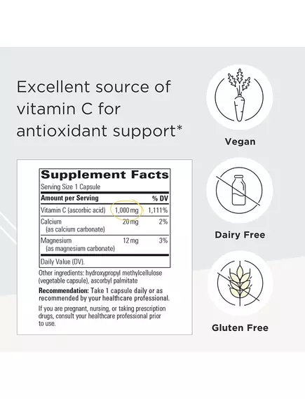 Integrative Therapeutics Buffered Vitamin C / Буферизований вітамін С 1000 мг 60 капсул, фото 2 в магазине биодобавок nutrido.shop