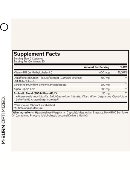 CodeAge M-Burn Optimized / Оптимізація метаболізму та жироспалювання 60 капсул, фото 2 від магазину біодобавок nutrido.shop