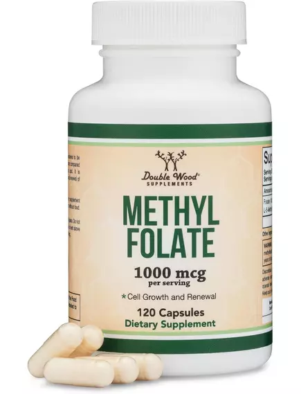 Double Wood Methylfolate / Метилфолат 1000 мкг 120 капсул, фото 5 в магазине биодобавок nutrido.shop