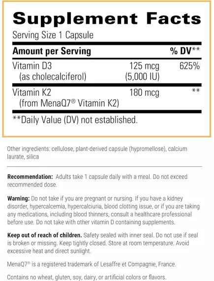 Integrative Therapeutics K2 + D3 / Вітаміни K2 + Д3 60 капсул, фото 2 від магазину біодобавок nutrido.shop