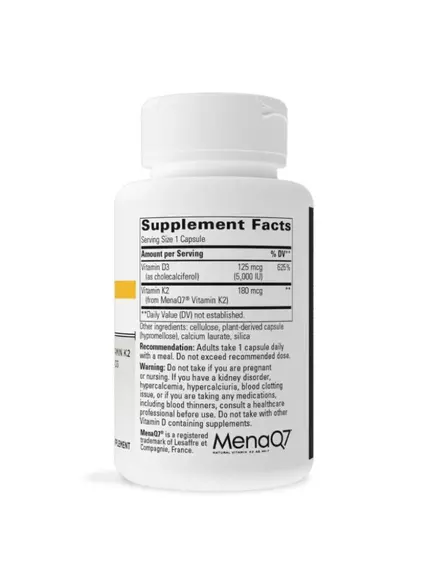 Integrative Therapeutics K2 + D3 / Вітаміни K2 + Д3 60 капсул, фото 3 від магазину біодобавок nutrido.shop