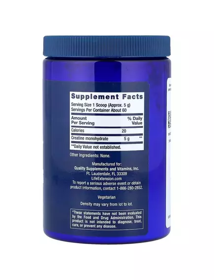Life Extension Creatine Powder / Креатин моногідрат підтримка м'язової функції 300 г, фото 3 від магазину біодобавок nutrido.shop