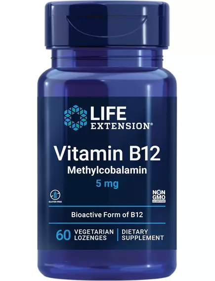 Life Extension Vitamin B12 Methylcobalamin / Вітамін Б12 Метилкобаламін 5 мг 60 пастилок в магазине биодобавок nutrido.shop
