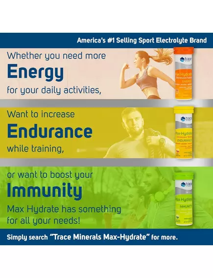 Trace Minerals Max-Hydrate Immunity / Електроліти для імунітету лимон-лайм 10 шипучих таблеток, фото 6 від магазину біодобавок nutrido.shop