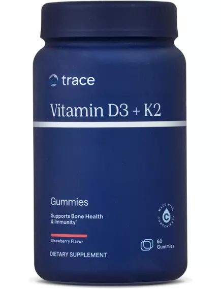 Trace Minerals Vitamin D3+K2 Gummies / Вітаміни Д3 (5000 МО) K2 (50 мкг) смак полуниця 60 жувальних мармеладок в магазине биодобавок nutrido.shop