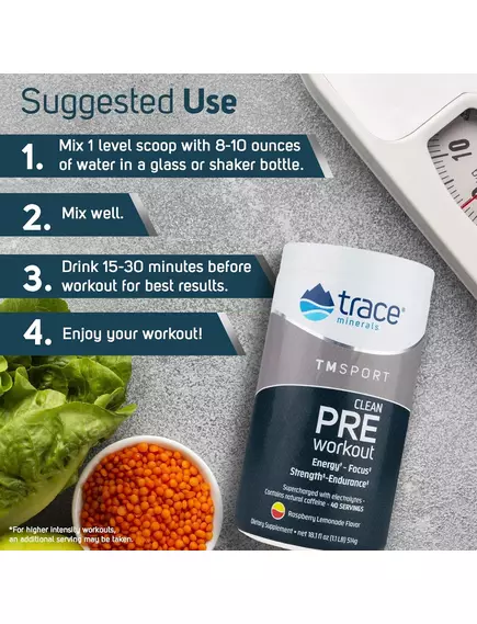 Trace Minerals Pre-Workout / Передтренувальний комплекс порошок малина-лимон 280 г, фото 7 від магазину біодобавок nutrido.shop