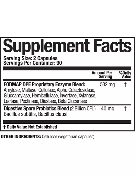 Arthur Andrew Fodmap DPE / Фодмап травні ферменти для вуглеводів 180 капсул, фото 2 в магазине биодобавок nutrido.shop