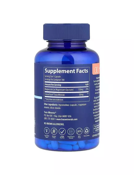 Trace Minerals Magnesium Glycinate / Магний гліцинат 180 капсул, фото 3 в магазине биодобавок nutrido.shop