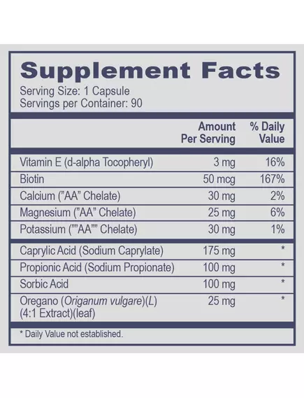 Professional Health Products Mycostat Complex C / Контроль надмірного зростання кишкових дріжджів та грибків 90 капсул, фото 2 від магазину біодобавок nutrido.shop