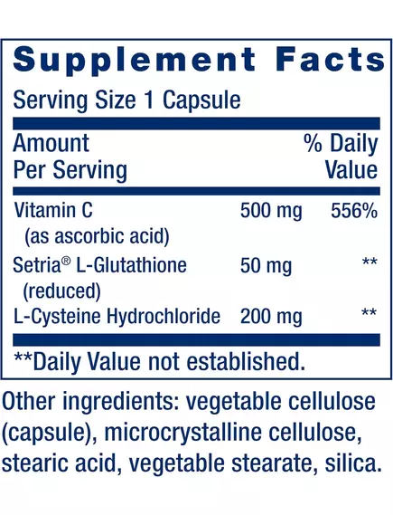 Life Extension Glutathione, Cysteine & C / Глутатіон, цистеїн і вітамін C антиоксиданти 100 капсул, фото 2 від магазину біодобавок nutrido.shop