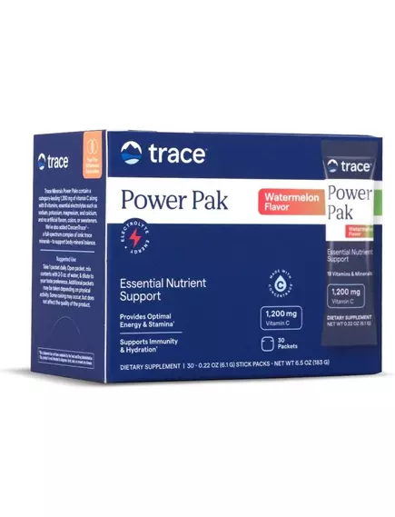 Trace Minerals Power Pak Watermelon / Вітамін C + електроліти + мультивітаміни Кавун 30 саше, фото 10 в магазине биодобавок nutrido.shop