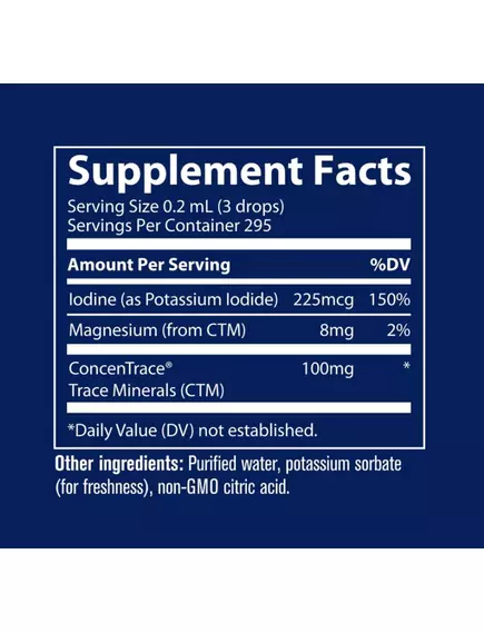 Trace Minerals Ionic Iodine / Йод іонний з йодида калію 225 мкг 59 мл, фото 2 в магазине биодобавок nutrido.shop