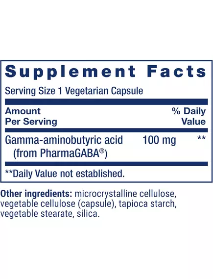 Life Extension GABA / ГАМК Гамма-аміномасляна кислота 60 капсул, фото 2 в магазине биодобавок nutrido.shop