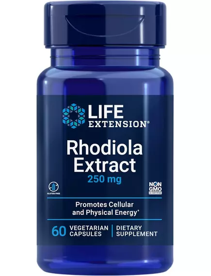 Life Extension Rhodiola Extract / Екстракт родіоли адаптоген 250 мг 60 капсул від магазину біодобавок nutrido.shop