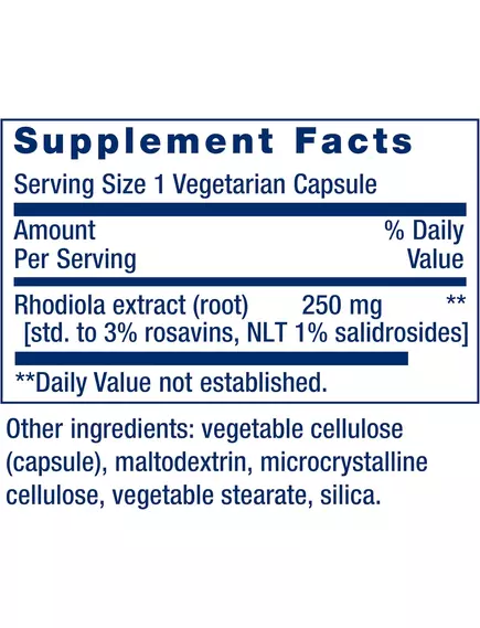 Life Extension Rhodiola Extract / Екстракт родіоли адаптоген 250 мг 60 капсул, фото 2 від магазину біодобавок nutrido.shop