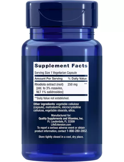 Life Extension Rhodiola Extract / Екстракт родіоли адаптоген 250 мг 60 капсул, фото 3 від магазину біодобавок nutrido.shop