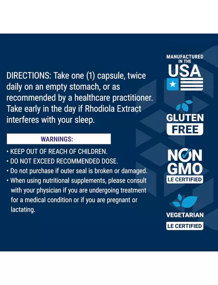 Life Extension Rhodiola Extract / Екстракт родіоли адаптоген 250 мг 60 капсул, фото 7 від магазину біодобавок nutrido.shop