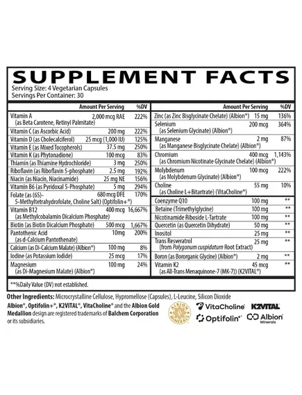 Neurobiologix Longevity Multi / Мультивітаміни та мінерали без заліза 120 капсул, фото 2 в магазине биодобавок nutrido.shop