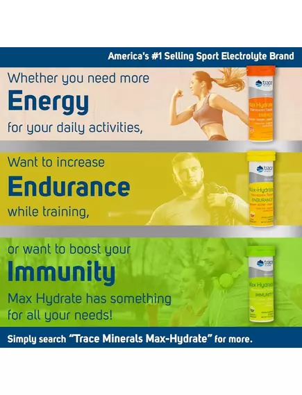 Trace Minerals Max-Hydrate Energy / Електроліти для енергії апельсин 10 шипучих таблеток, фото 4 від магазину біодобавок nutrido.shop