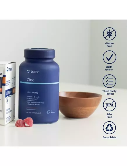 Trace Minerals Zinc Gummies / Цинк смак бузина 60 жувальних мармеладок, фото 4 в магазине биодобавок nutrido.shop