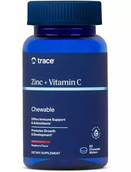 Trace Minerals Zinc + Vitamin C / Цинк і вітамін C смак малина 60 жувальних таблеток в магазине биодобавок nutrido.shop