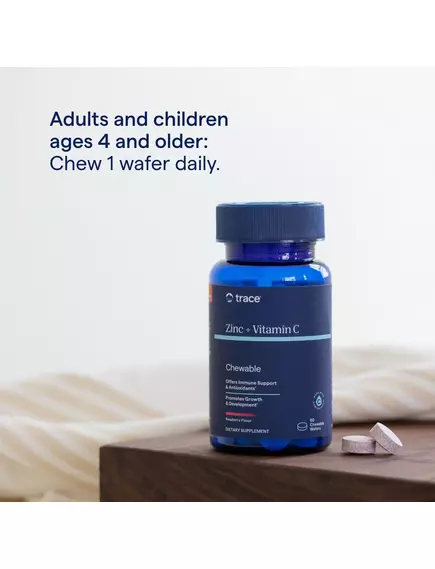 Trace Minerals Zinc + Vitamin C / Цинк і вітамін C смак малина 60 жувальних таблеток, фото 4 в магазине биодобавок nutrido.shop
