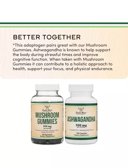 Double Wood Mushroom Gummies / Комплекс грибів 5 видів 250 мг 60 жувальних цукерок, фото 5 від магазину біодобавок nutrido.shop