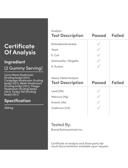 Double Wood Mushroom Gummies / Комплекс грибів 5 видів 250 мг 60 жувальних цукерок, фото 7 від магазину біодобавок nutrido.shop